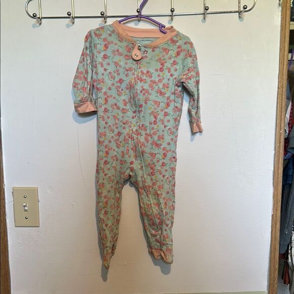 🫶🏻6/$25 Burt's Bees Baby Green and Pink Footies One Piece - Picture 1 of 5
